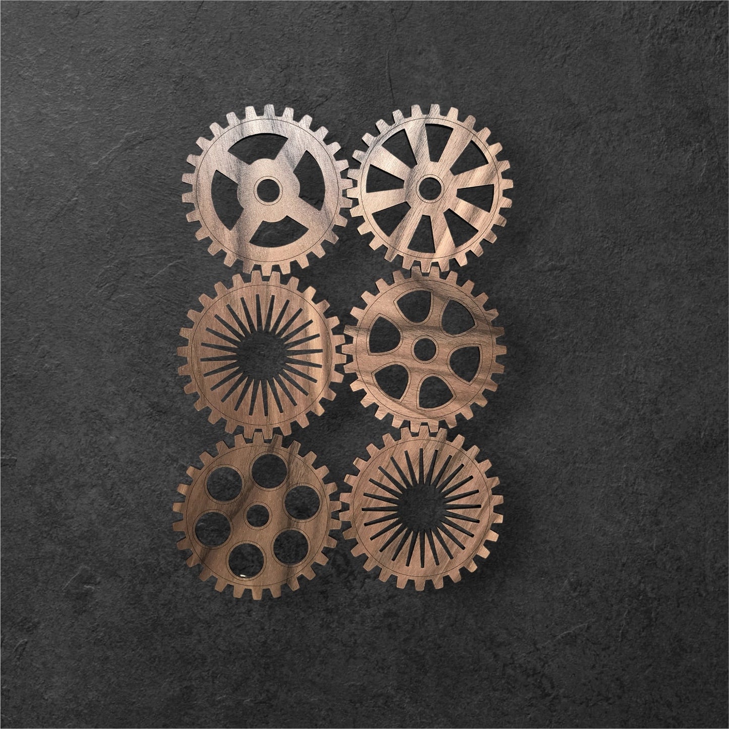 Gear wooden coasters (6 + holder)