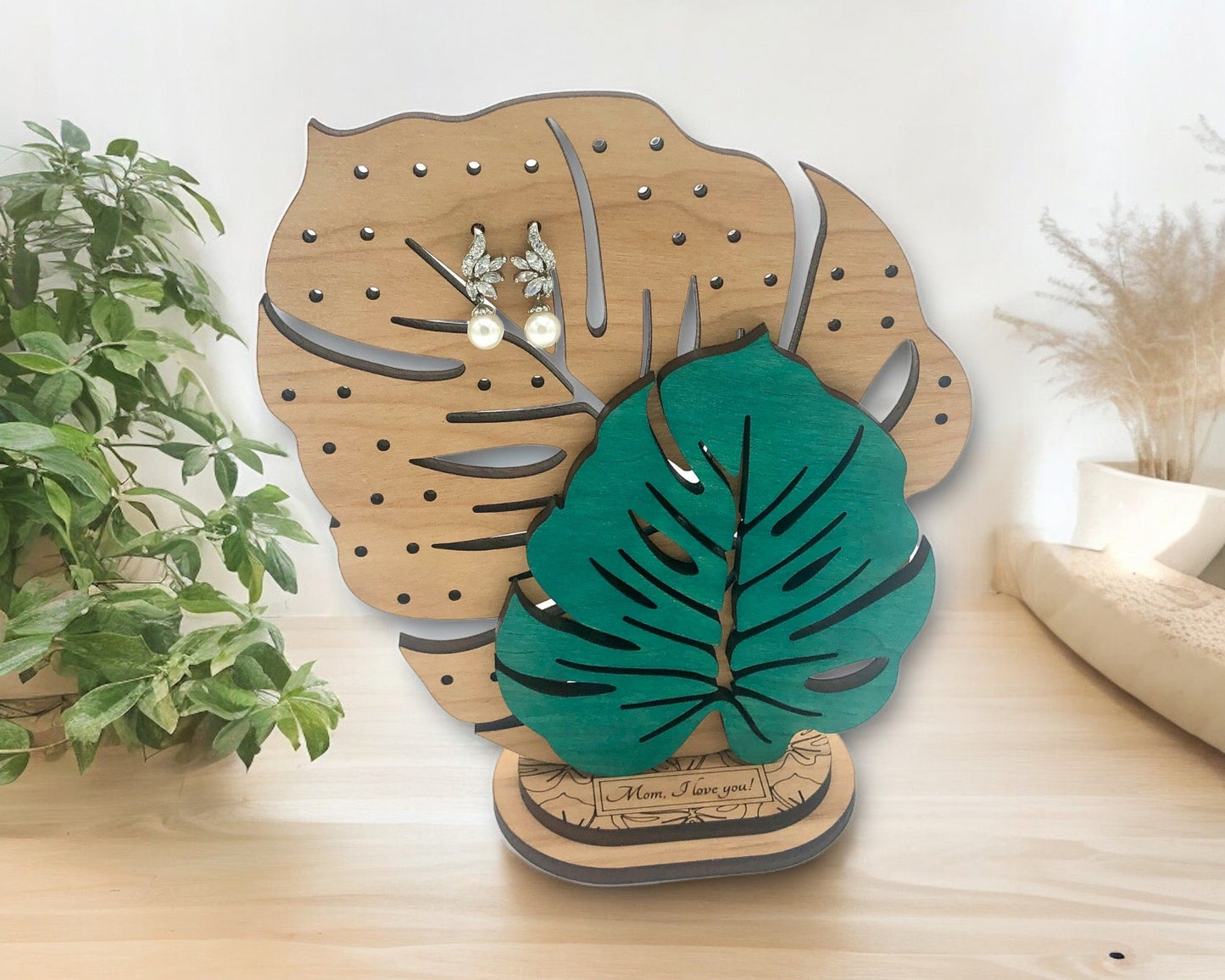 Monstera Wooden Earring Stand